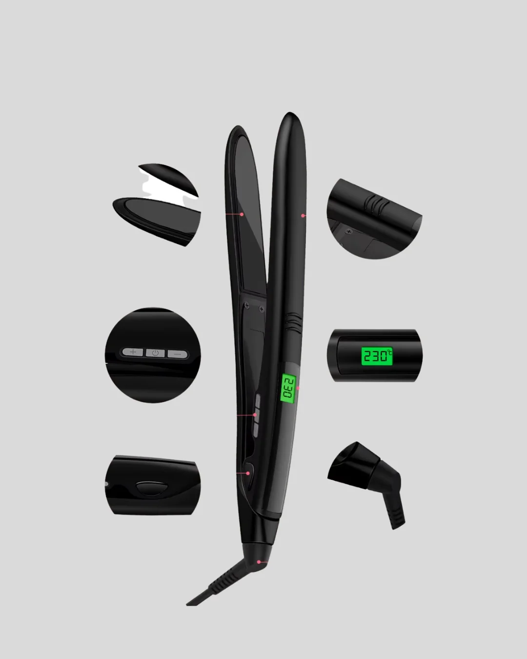 Dijital Ekranlı Isı Ayarlı Saç Düzleştirici –  Titanyum Plaka, Se