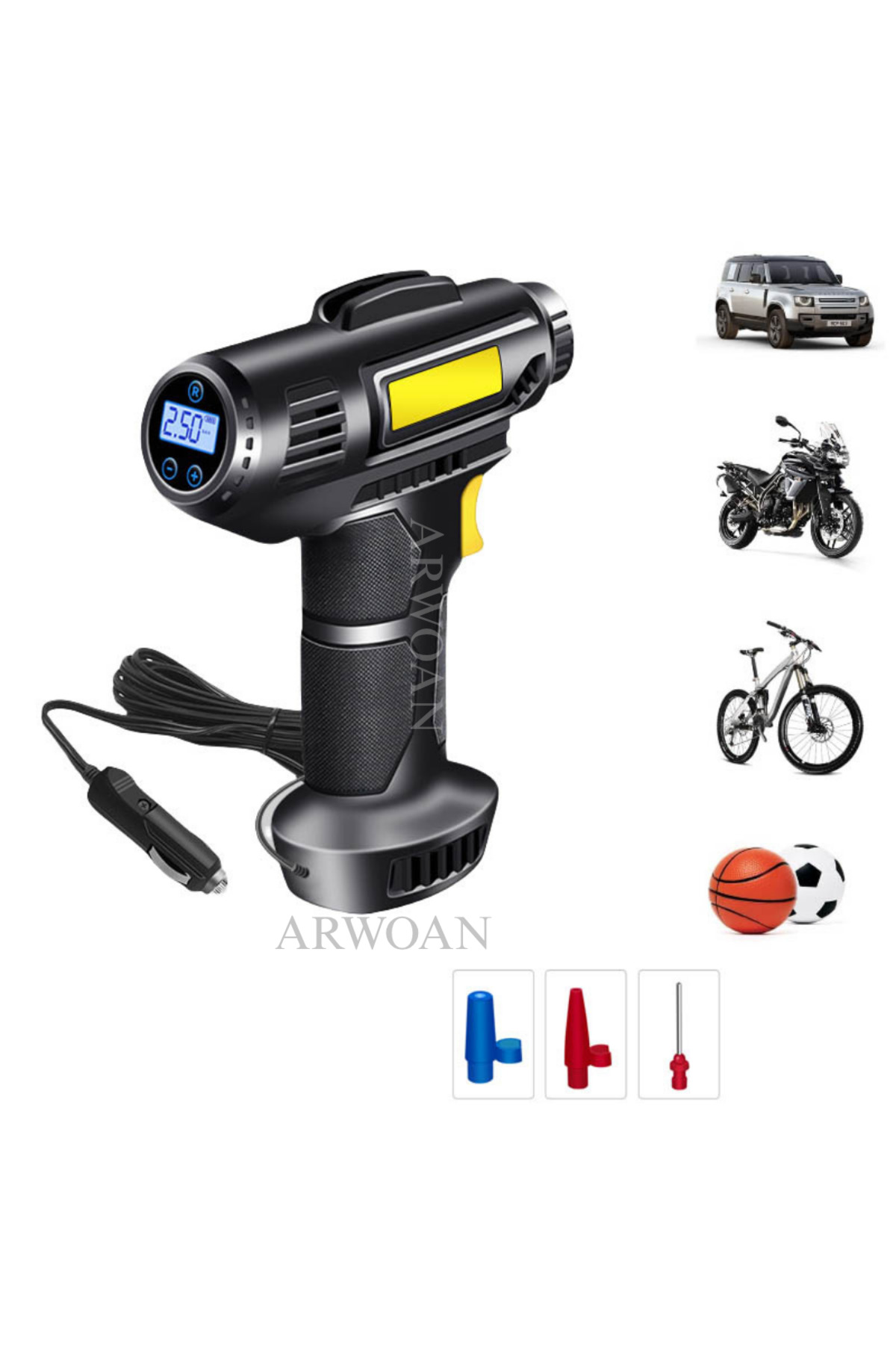 Dijital Ekranlı Kablosuz Taşınabilir Hava Kompresörü Lastik Şişir