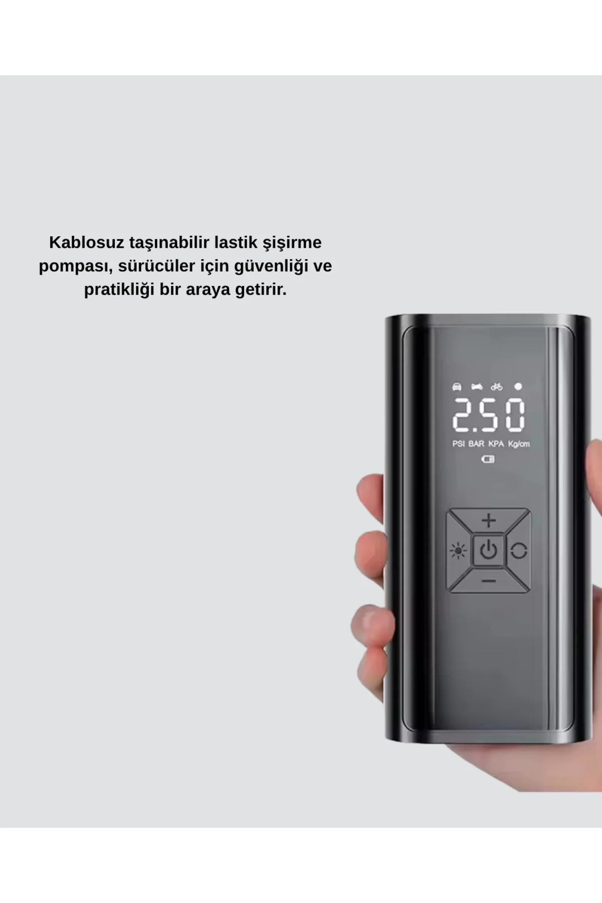 Dijital Ekranlı Kablosuz Hava Pompası LED Işıklı 12V 80W