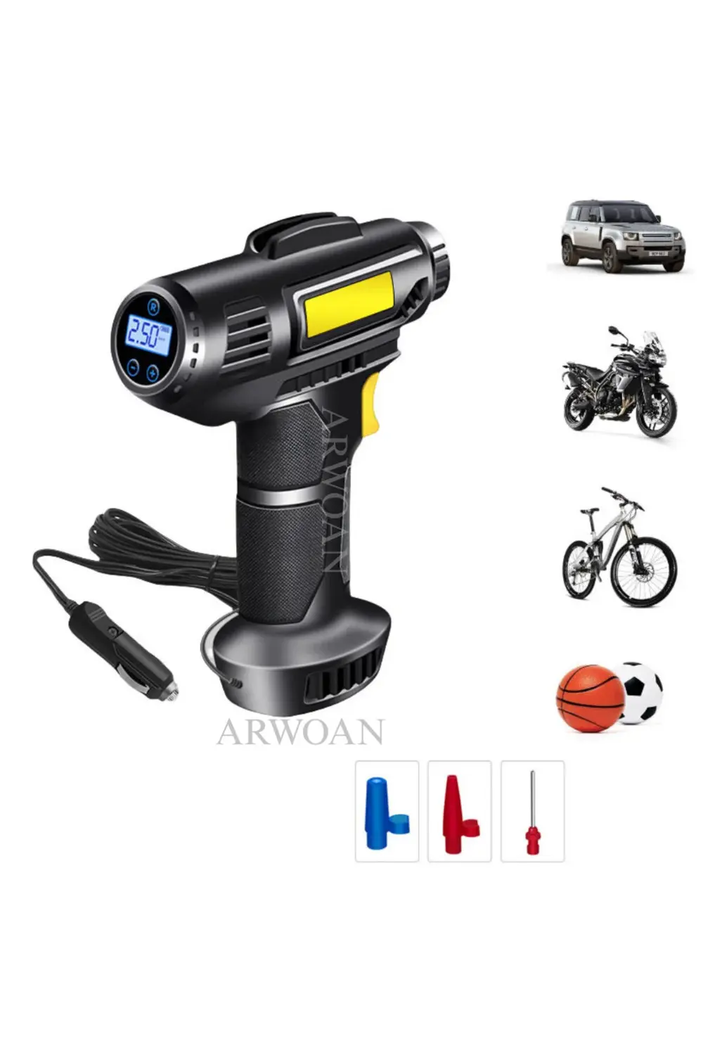 Dijital Ekranlı Kablosuz Taşınabilir Hava Kompresörü Lastik Şişir