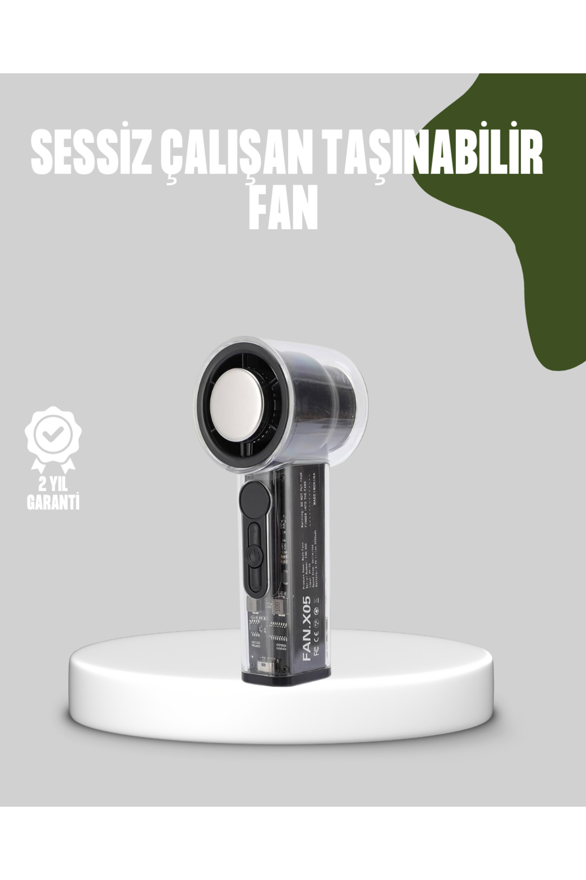 Dijital Ekranlı Şarjlı Mini Fan 100 Kademeli Hız Ayarı