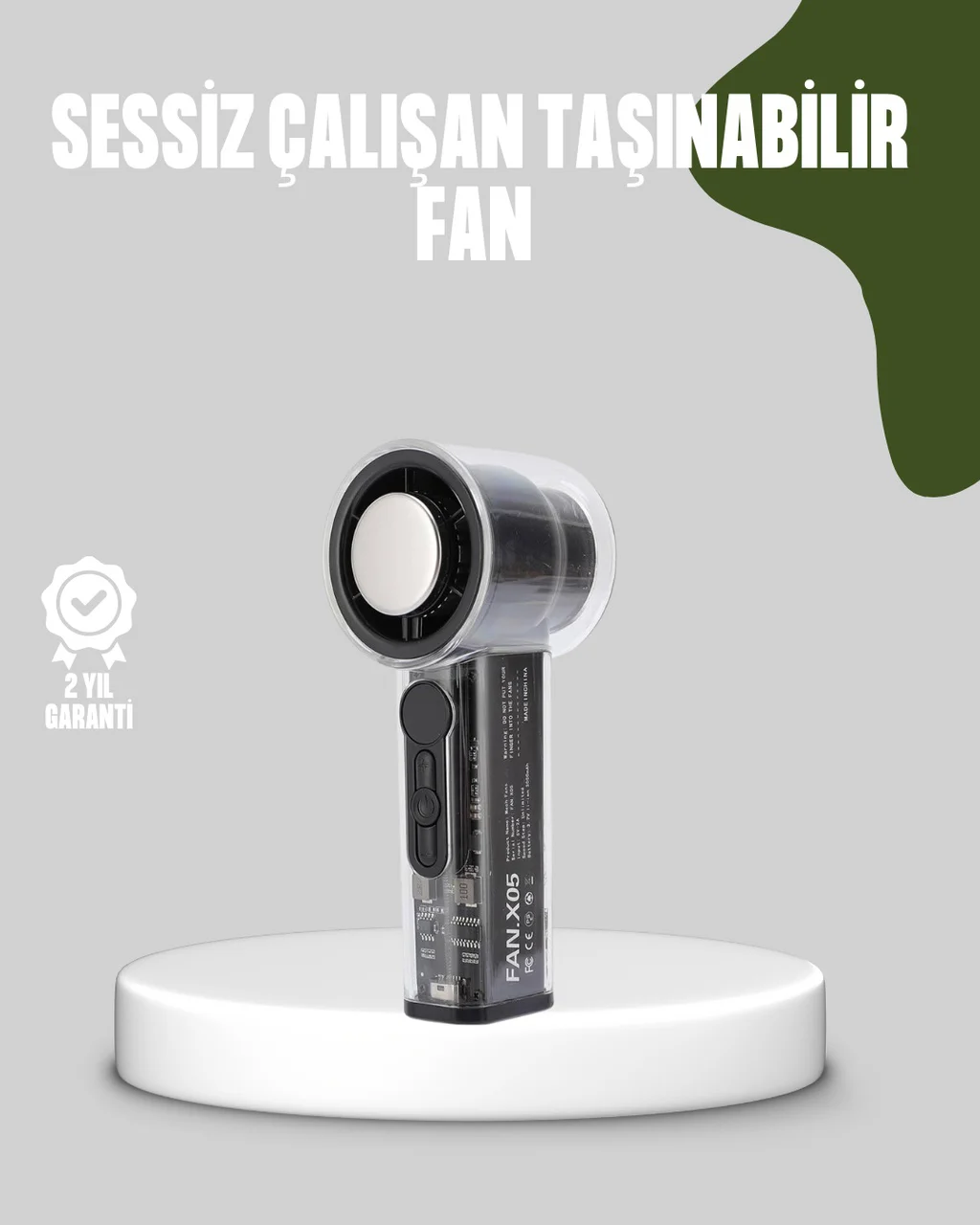 Dijital Ekranlı Şarjlı Mini Fan 100 Kademeli Hız Ayarı - Lisinya