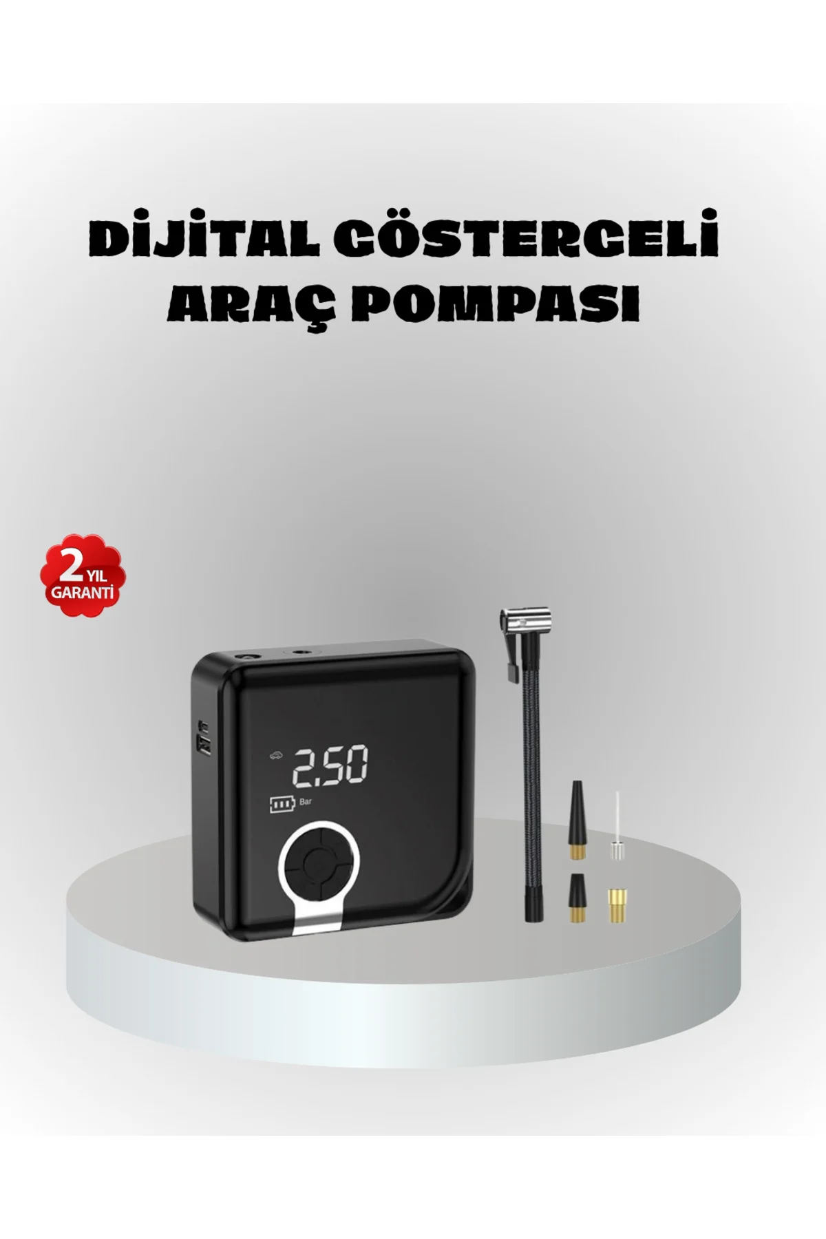 Dijital Ekranlı Şarjlı Hava Kompresörü 150 PSI Güçlü Motorlu