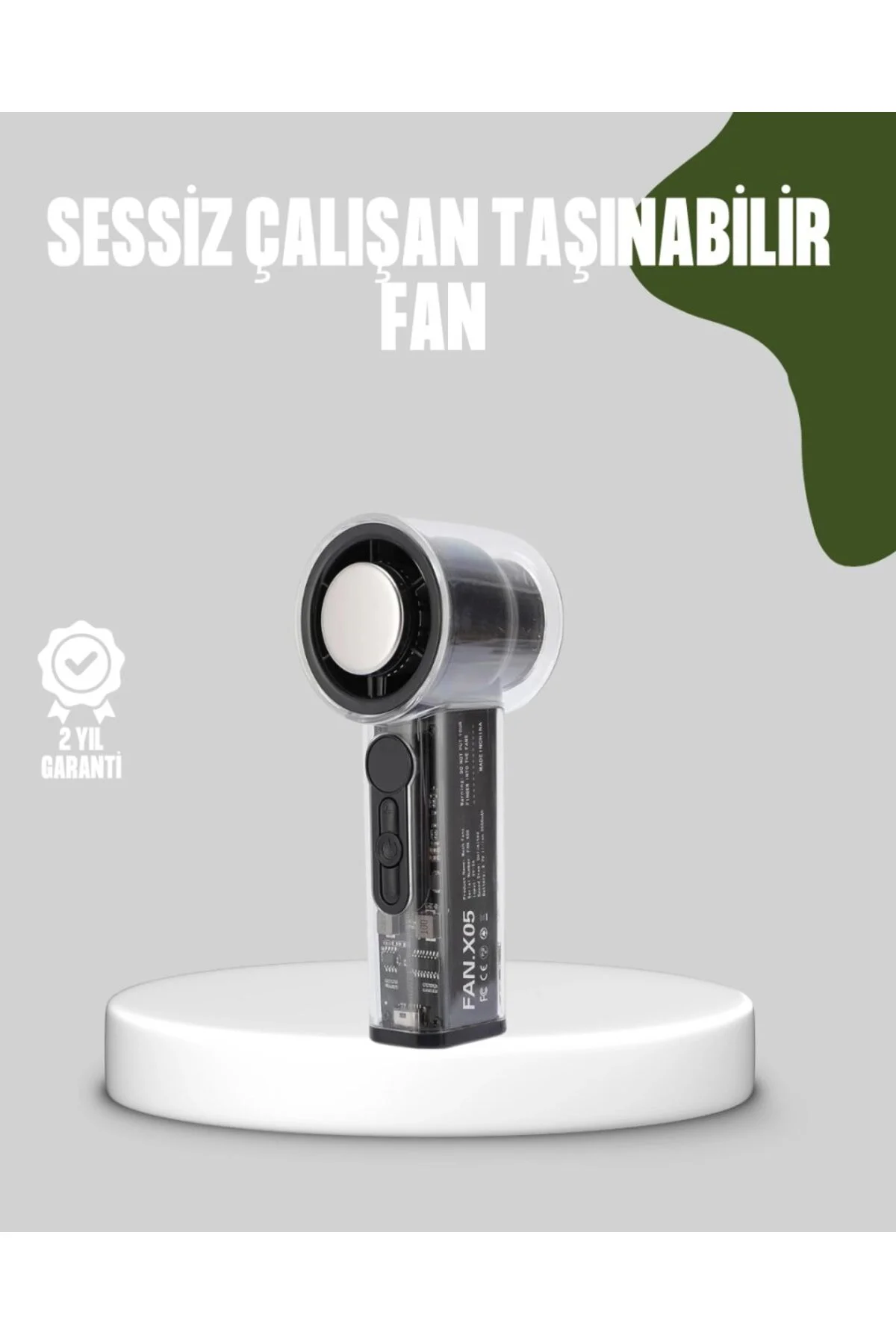 Dijital Ekranlı Şarjlı Mini Fan 100 Kademeli Hız Ayarı