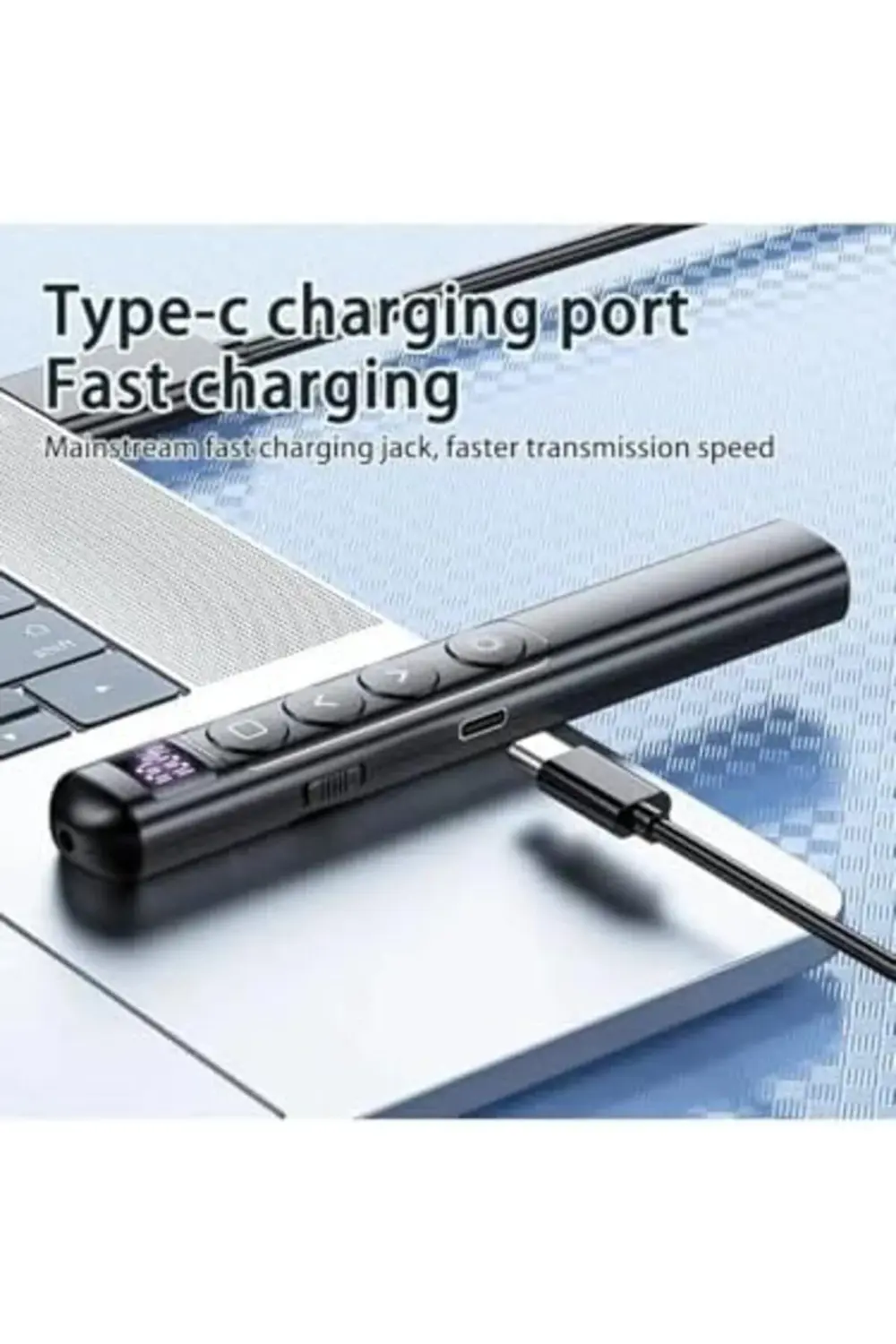 Dijital Ekranlı Şarjlı Lazer Sunum Kumandası Şarj Göstergeli Laze