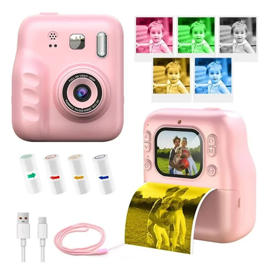 Dijital Fotoğraf Çıkaran Video Kaydedici Taşınabilir Anında Baskı Çıkaran Çocuk Kamerası Pembe Dijital Fotoğraf Çıkaran Video Kaydedici Taşınabilir Anında Baskı Çıkaran Çocuk Kamerası Pembe