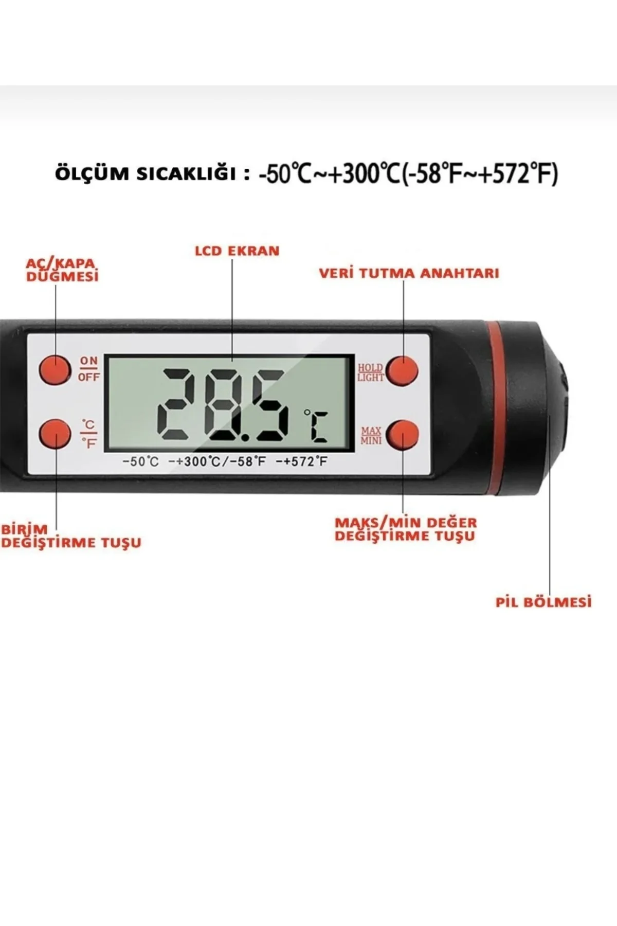 Dijital Gıda Termometresi Yemek Süt Ölçüm Cihazı