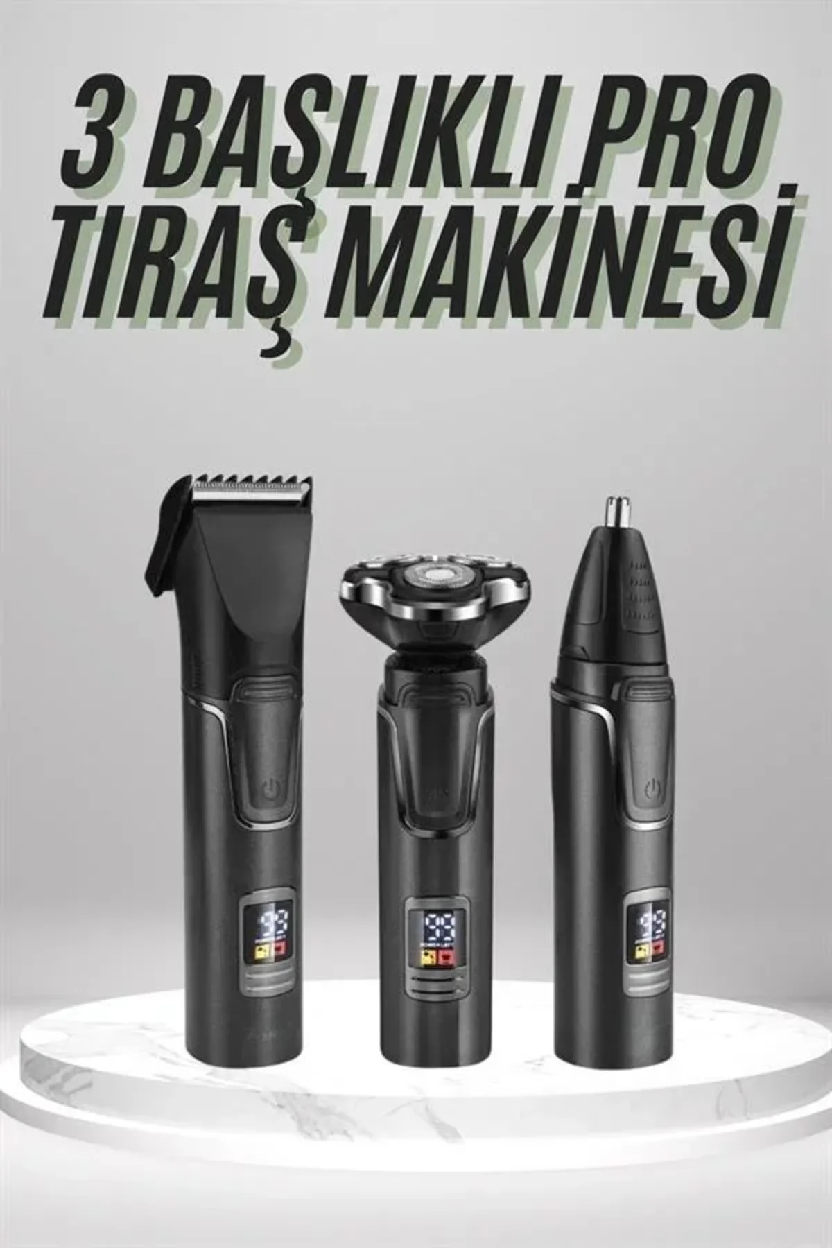 Dijital Göstergeli 3 Başlıklı Tıraş Makinesi Islak Kuru Lazer Öncesi Günlük Dijital Göstergeli 3 Başlıklı Tıraş Makinesi Islak Kuru Lazer Öncesi Günlük