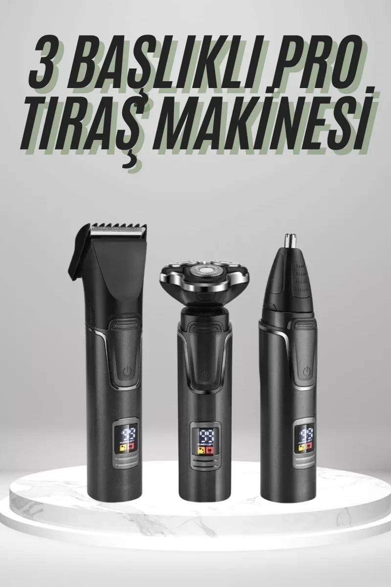 Dijital Göstergeli 3 Başlıklı Tıraş Makinesi Islak Kuru Lazer Öncesi Günlük - Lisinya