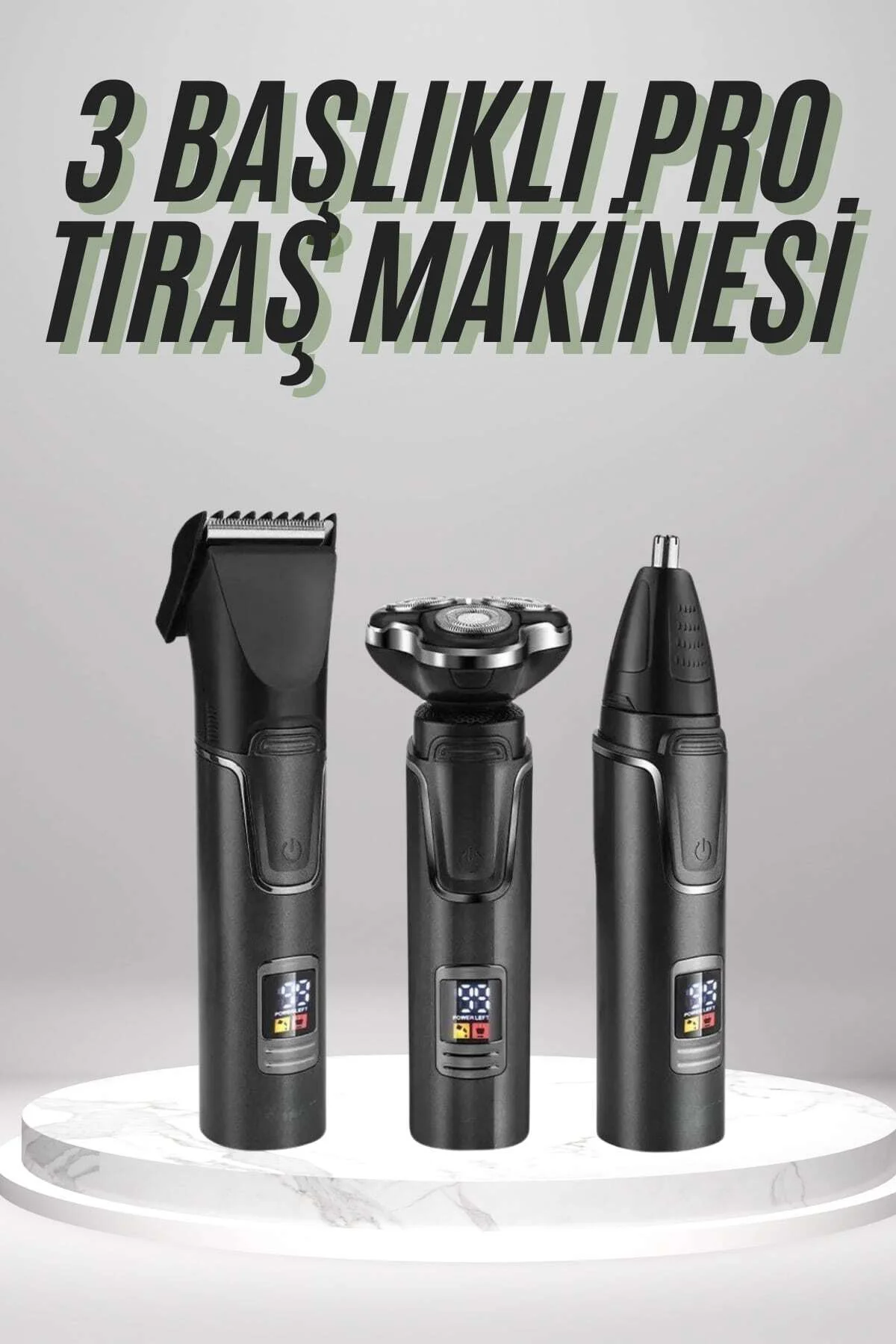 Dijital Göstergeli 3 Başlıklı Tıraş Makinesi Islak Kuru Lazer Önc