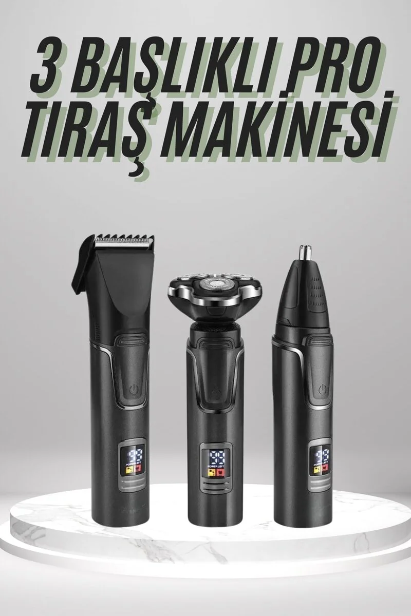 Dijital Göstergeli 3 Başlıklı Tıraş Makinesi Islak Kuru Lazer Öncesi Günlük Dijital Göstergeli 3 Başlıklı Tıraş Makinesi Islak Kuru Lazer Öncesi Günlük