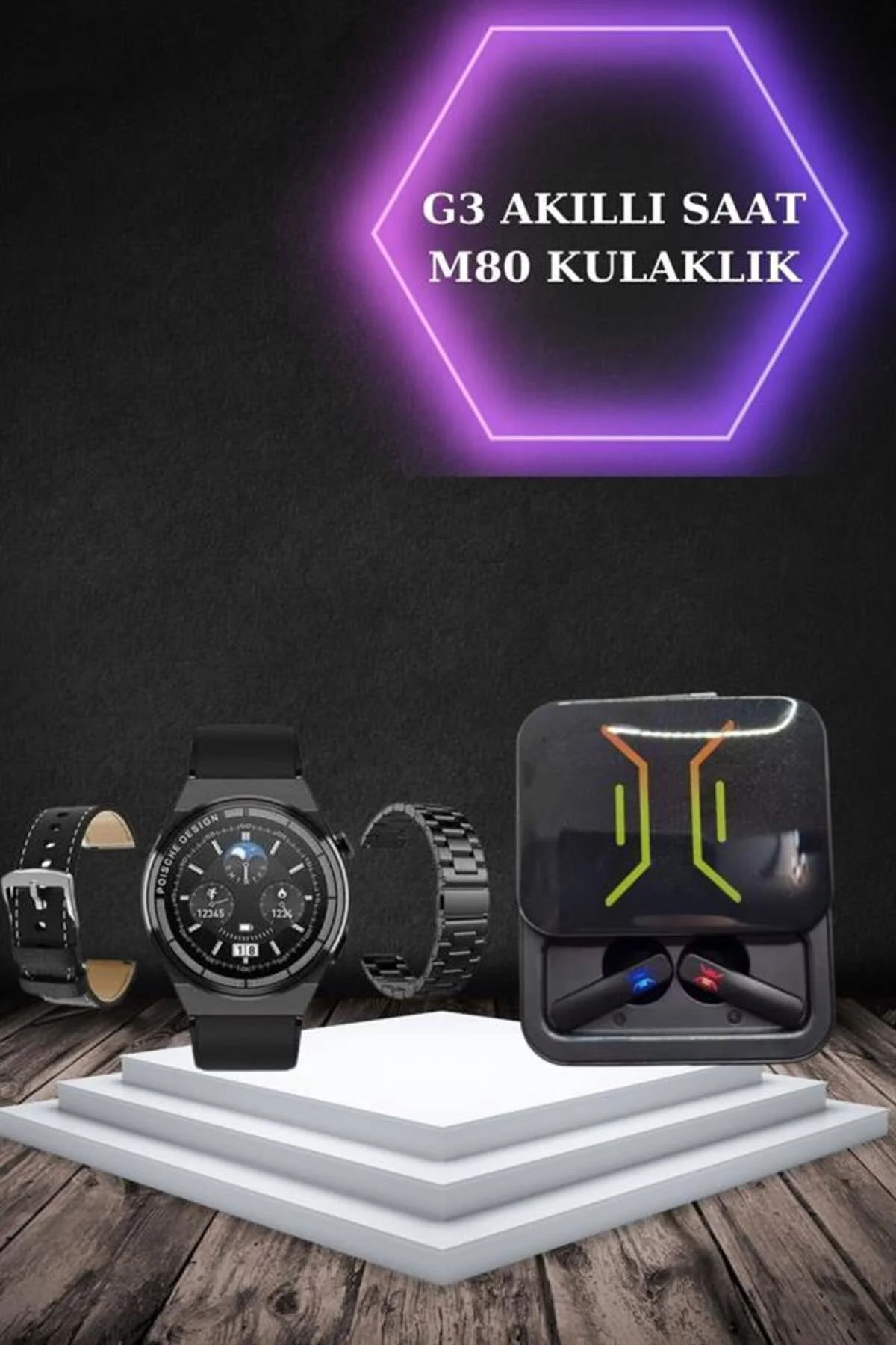 Dijital Göstergeli Bluetooth Kulaklık ve Bildirim Görebilen Akıll