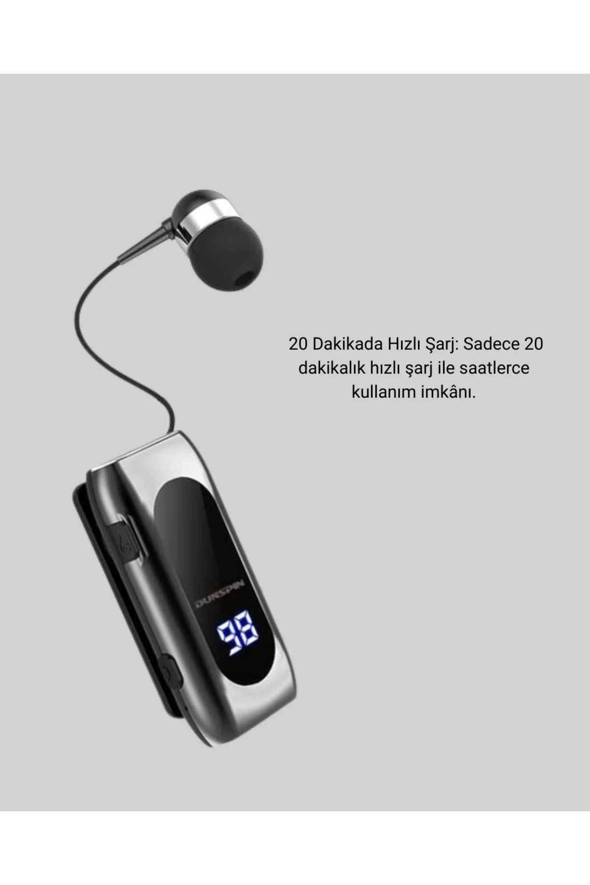 Dijital Göstergeli Bluetooth Kulaklık – Klipsli ve Şık Tasarım - 