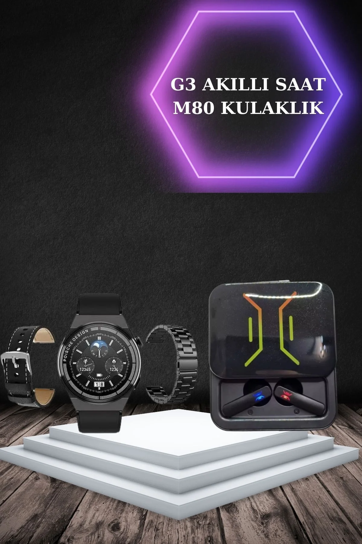 Dijital Göstergeli Bluetooth Kulaklık ve Bildirim Görebilen Akıllı Saat Alarm ve Titreşim - Görsel 5