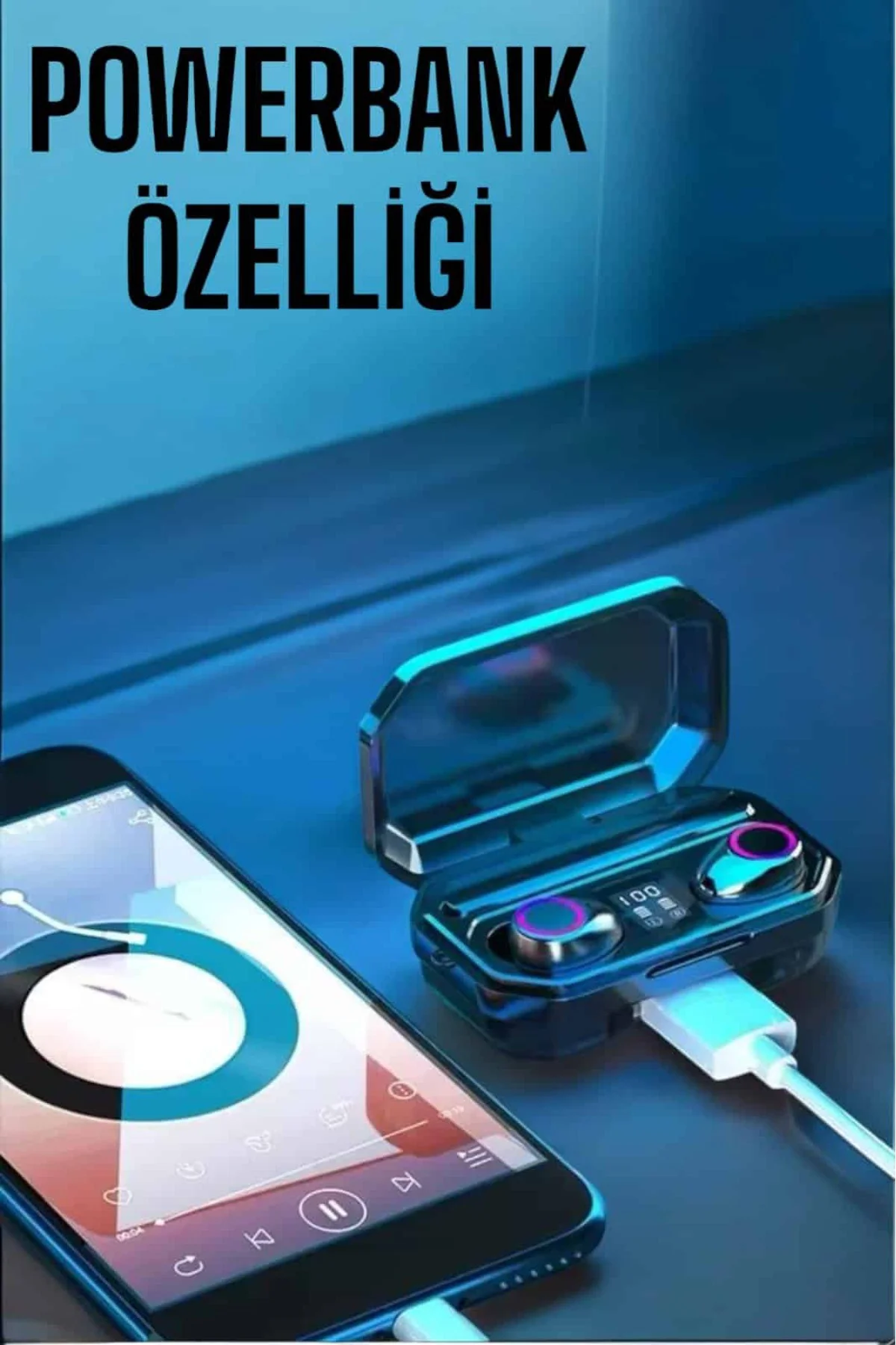 Dijital Göstergeli Bluetooth Bağlantılı Kulaklık Dokunmatik Kontr