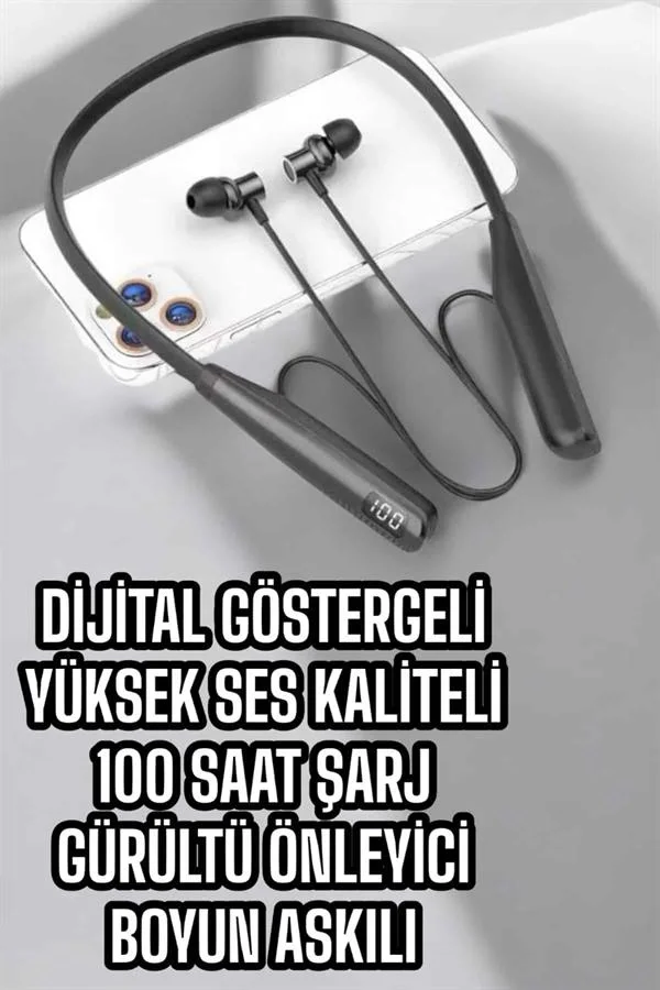 Dijital Göstergeli Kulak İçi Kablosuz Bluetooth Kulaklık Boyun Bantlı Yeni Nesil
