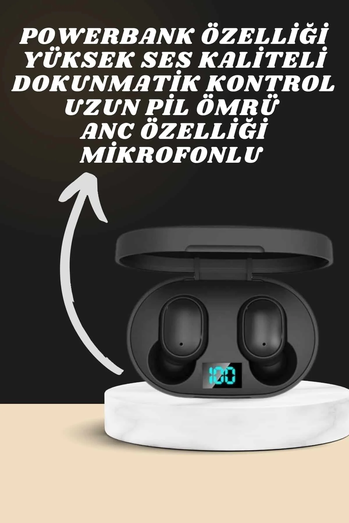 Dijital Göstergeli Kulaklık ve 7 Kordonlu Akıllı Saat Android ve 