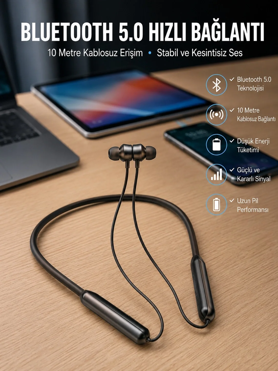 Dijital Göstergeli Kulak İçi Kablosuz Bluetooth Kulaklık Boyun Bantlı Yeni Nesil Fiyatı, Yorumları ve Özellikleri