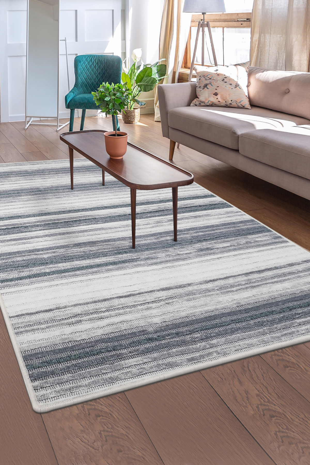 DİJİTAL HALI 9026 MODEL GRİ Yıkanabilir Kaymaz Kesme HALI Yolluk 60x650