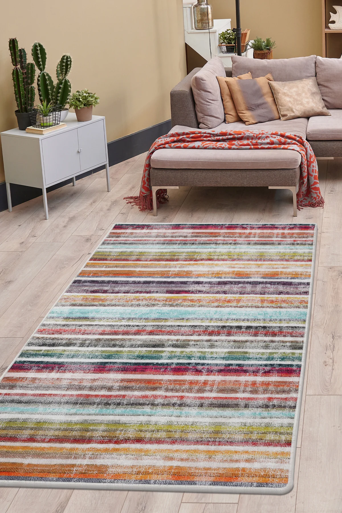 DİJİTAL HALI ÇİZGİLİ MODEL ÇOK RENKLİ Yıkanabilir Kaymaz Kesme HALI Yolluk 80x300