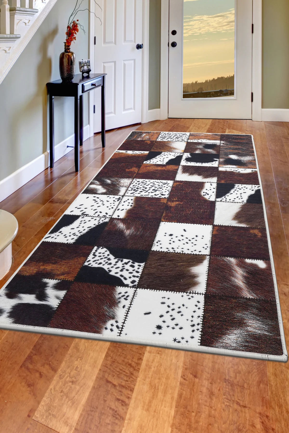 DİJİTAL HALI DR01 MODEL KAHVERENGİ Yıkanabilir Kaymaz Kesme HALI Yolluk 140x200