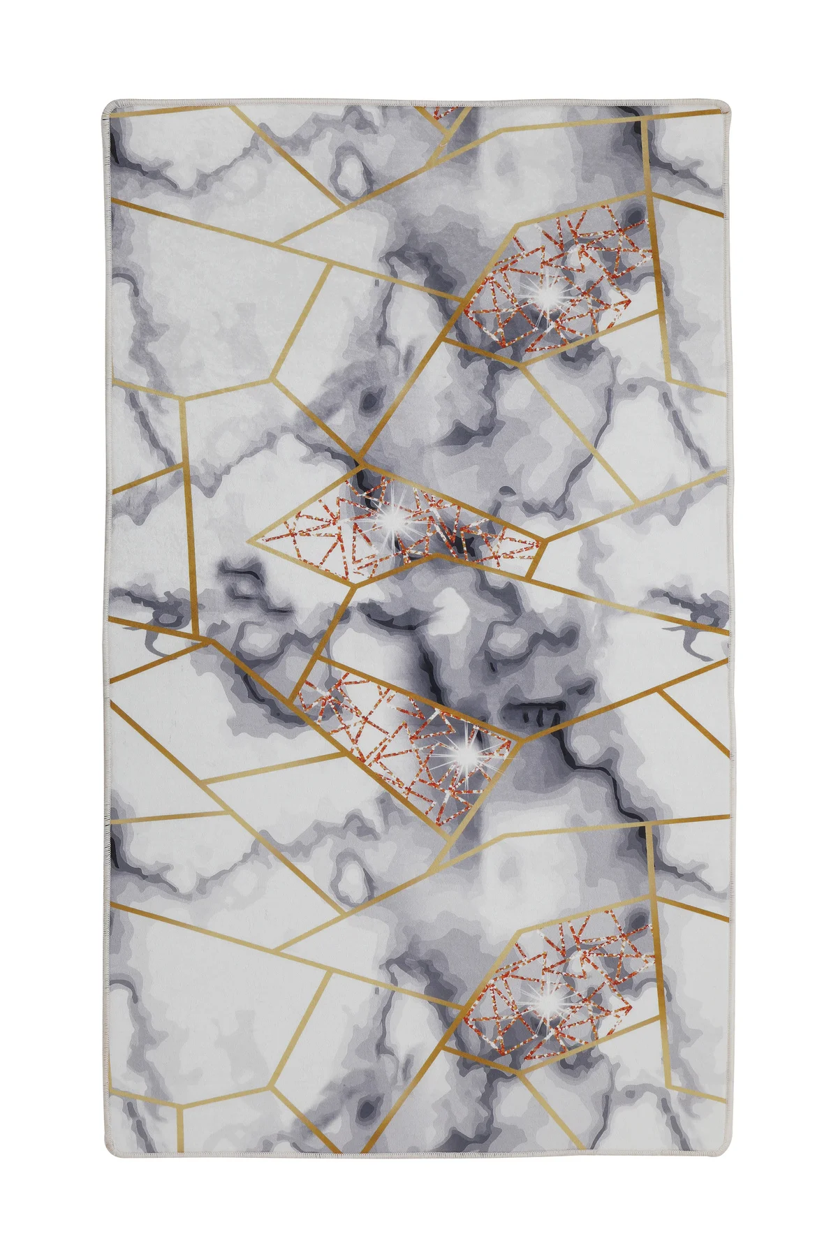 DİJİTAL HALI KRİSTAL MODEL ALTIN rengi Yıkanabilir Kaymaz Kesme HALI Yolluk 200x250