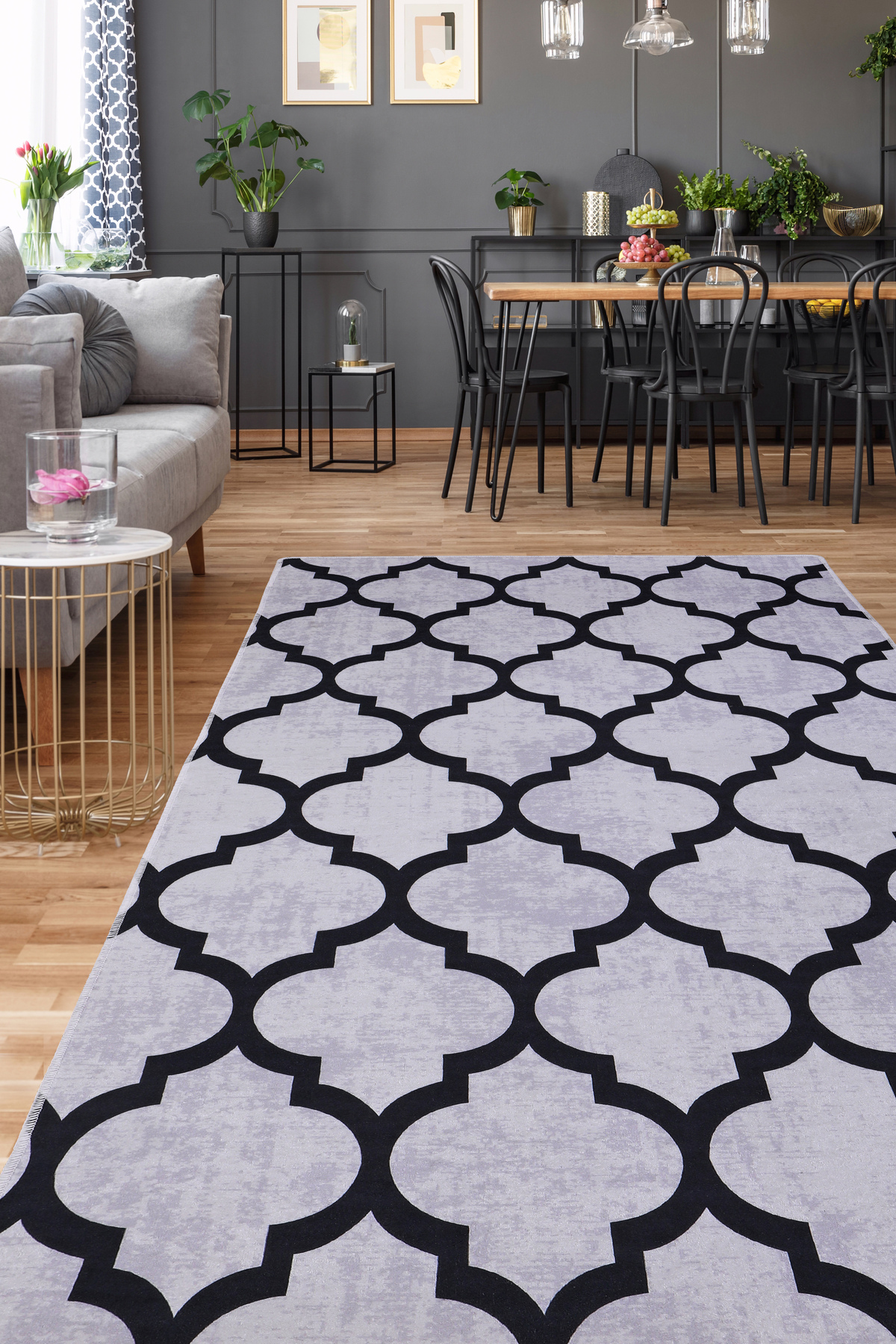 DİJİTAL HALI MODERN TASARIMLI GRİ RENKLİ Yıkanabilir Kaymaz Kesme HALI Yolluk 120x700