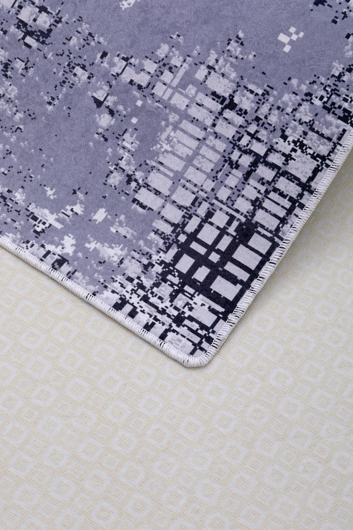 DİJİTAL HALI MODERN TASARIMLI GRİ RENKLİ Yıkanabilir Kaymaz Kesme HALI Yolluk 100x200