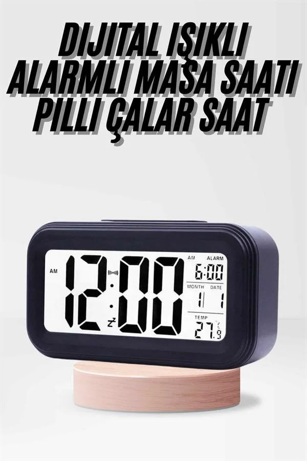 Dijital Işıklı Alarmlı Çalışma Masası Ekranı - Pilli Alarm Saat