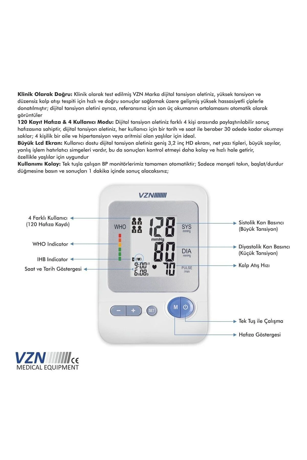 Dijital Koldan Konuşan Tansiyon Aleti Dbp-1334 Pilli Bilek