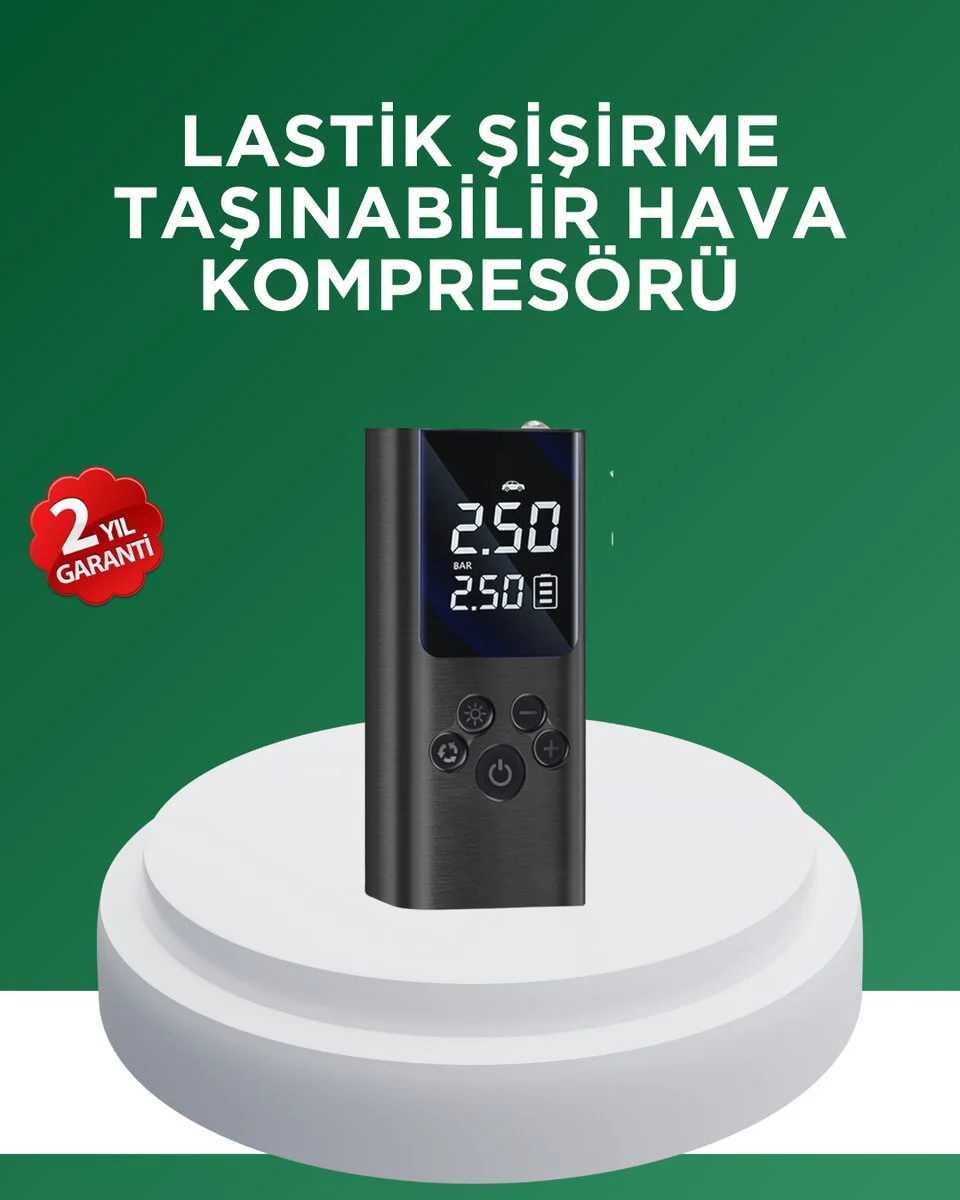 Dijital Lastik Pompası - Otomatik Kapanma Özelliği ve LED'li Çok Amaçlı Taşınabilir Kompresör