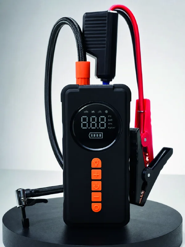 Dijital Lastik Şişirme Kompresörü Akü Takviye Powerbank LED Aydınlatmalı Acil Durum Cihazı