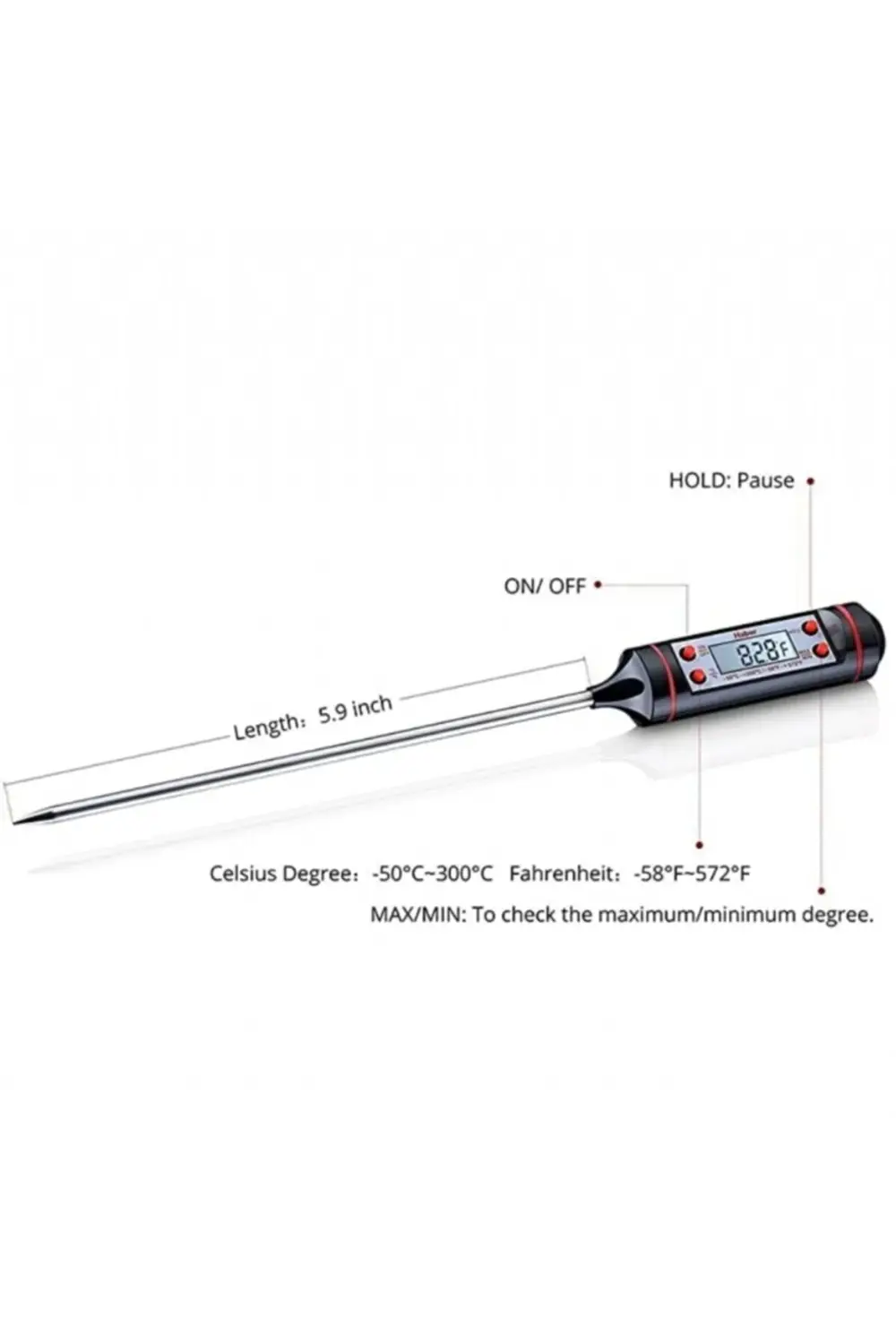 Dijital Lcd Gıda Yemek Yem Mama Süt Termometresi Batırmalı Mutfak