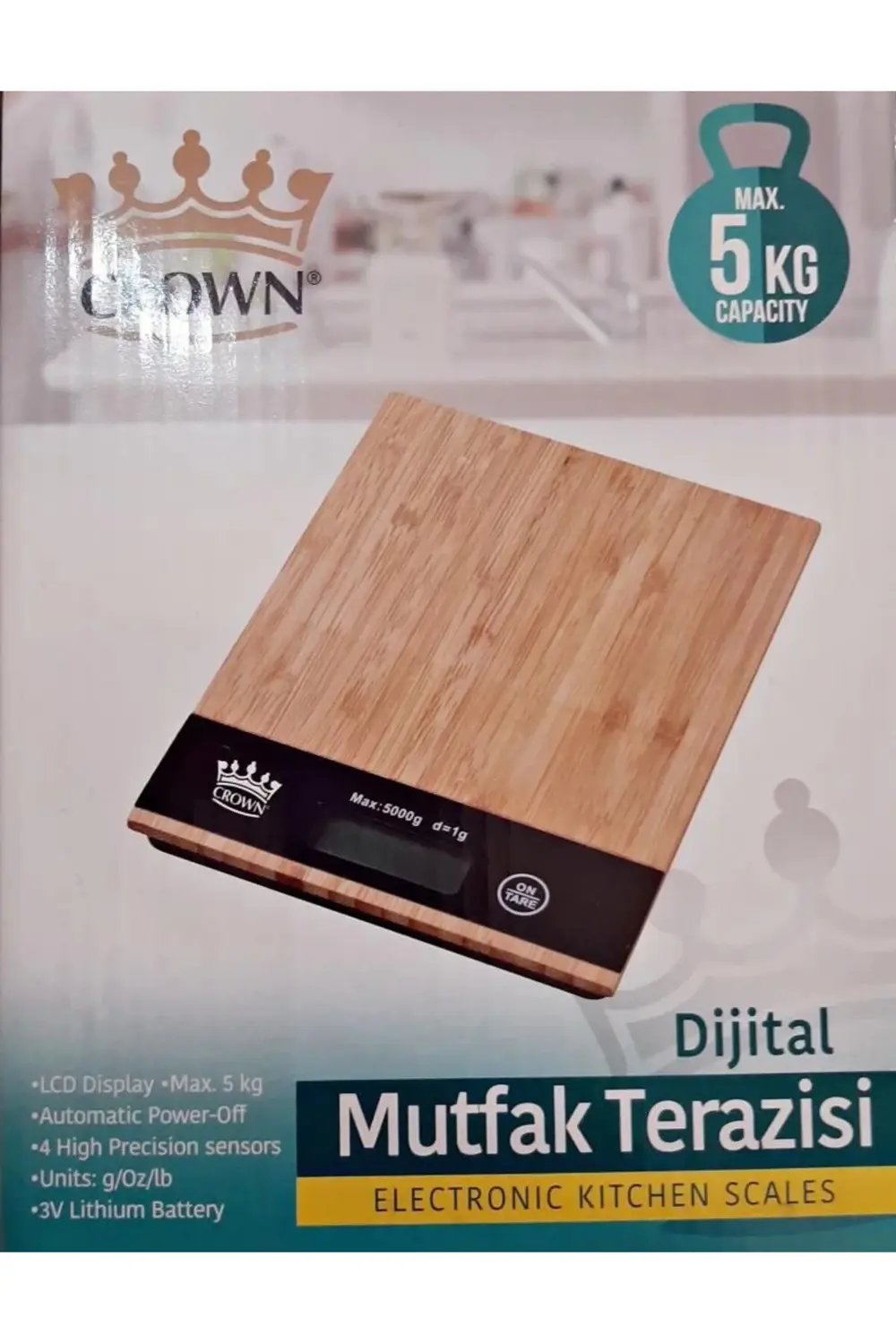 Dijital Lcd Mutfak Tartısı Terazisi 5kg Bambu Desenli
