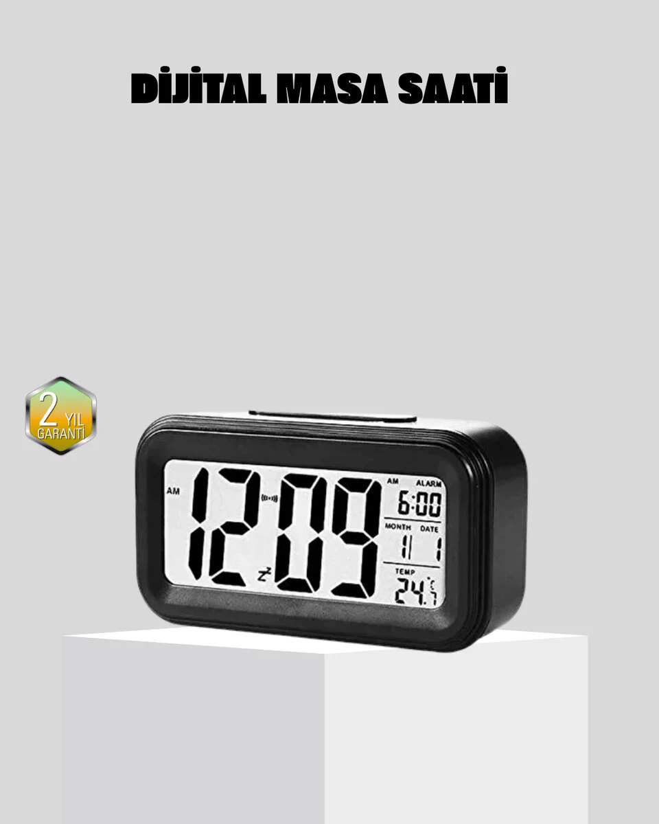 Dijital Masa Saati: Aydınlatmalı Alarm ve Tarih Göstergeli Tasarım