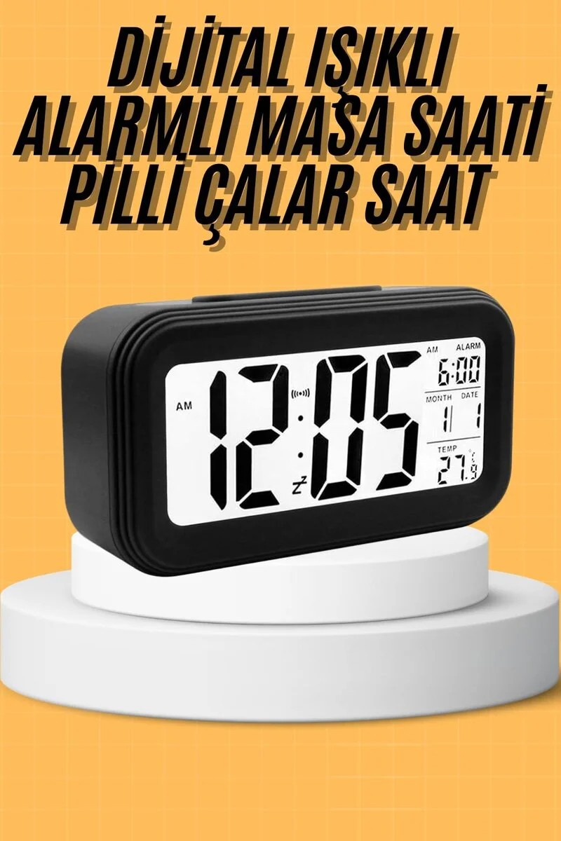 Dijital Masa Saati LED Ekranlı Alarmlı Takvim Çalar Saat