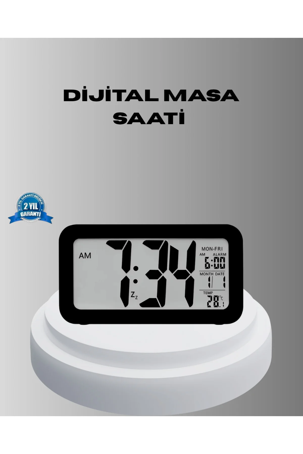 Dijital Masa Saati Sensörlü Aydınlatmalı Alarm ve Sıcaklık Ölçerl