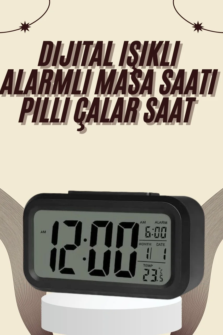 Dijital Masa Saati Termometreli Takvim Çalar Saat Led Ekran Pilli - Lisinya Diğer 98463013