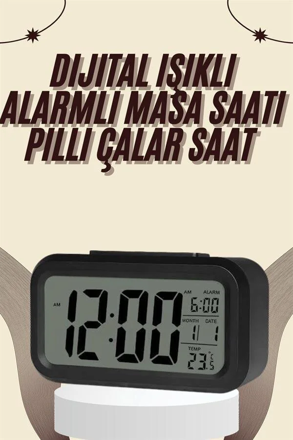 Dijital Masa Saati Termometreli Takvim Çalar Saat LED Ekran - Northcity