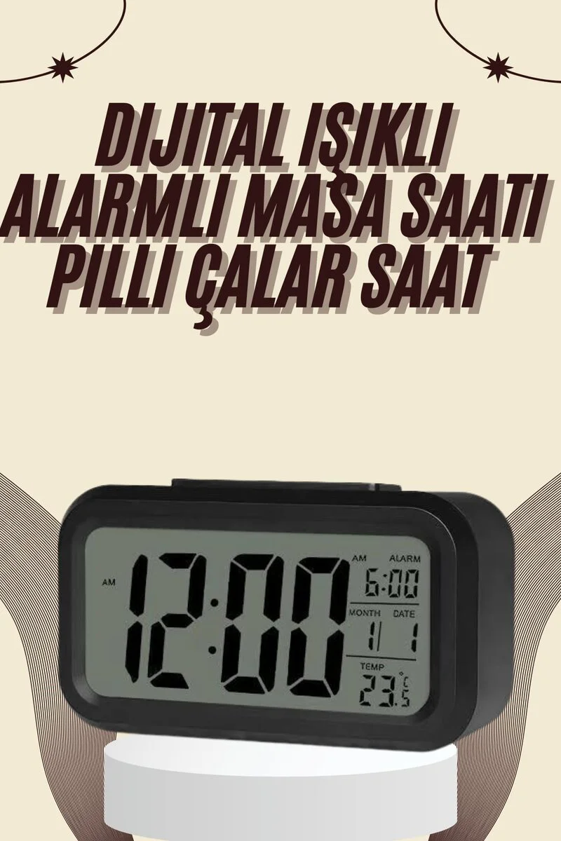 Dijital Masa Saati Termometreli Takvim Alarm Led Ekran Pilli