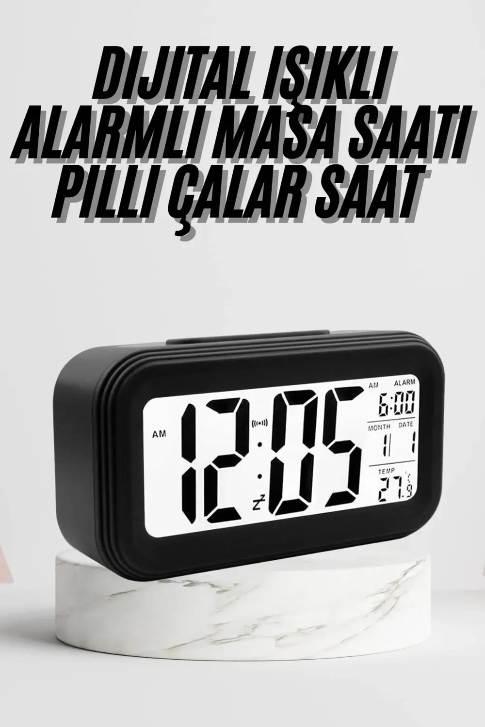 Dijital Masa Saati Termometre Takvim Led Ekran Pilli Ev Ofis Masa