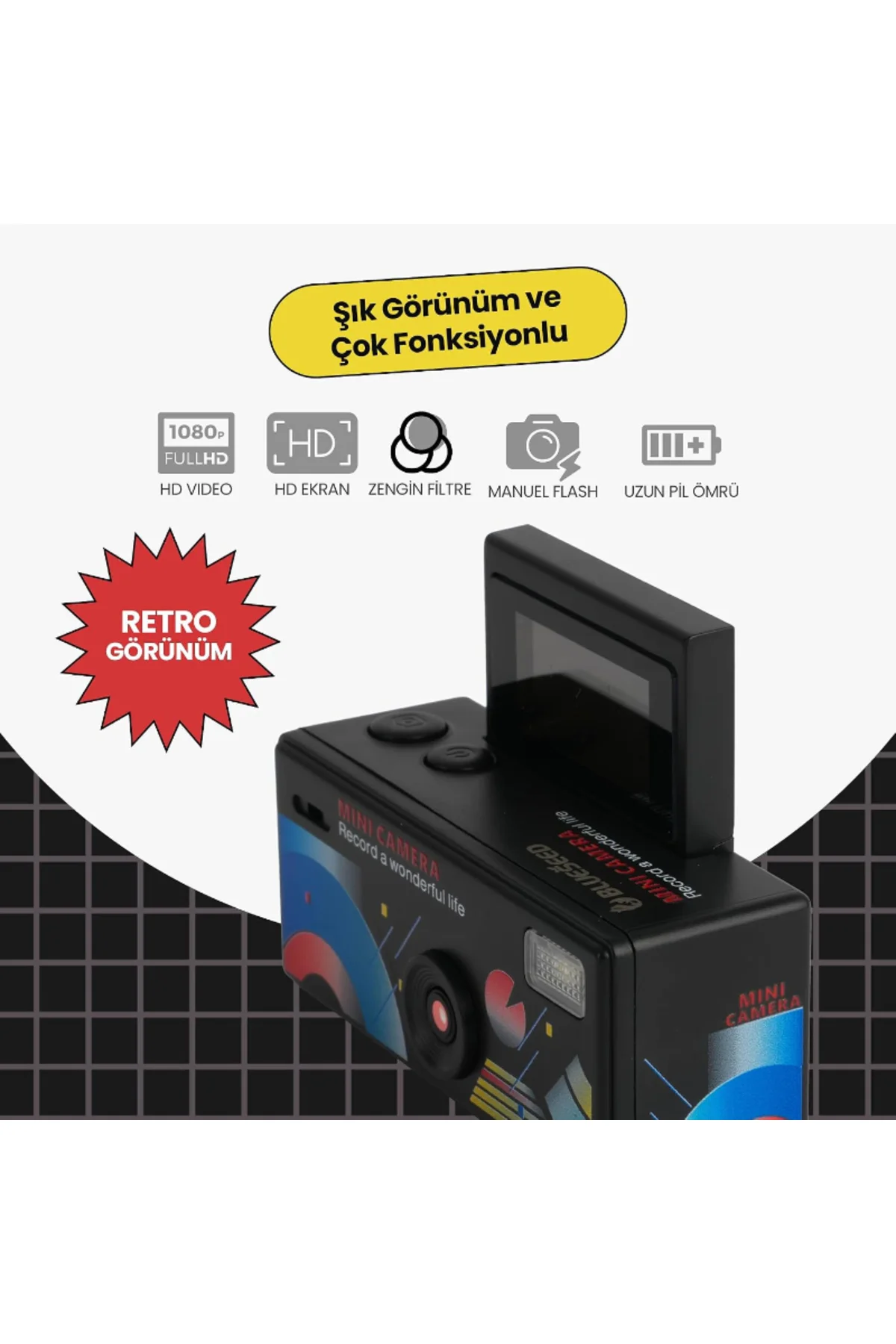 Dijital Mini Anahtarlık Kamerası - Katlanır Ekran - 1080p Çözünürlük - Görsel 4