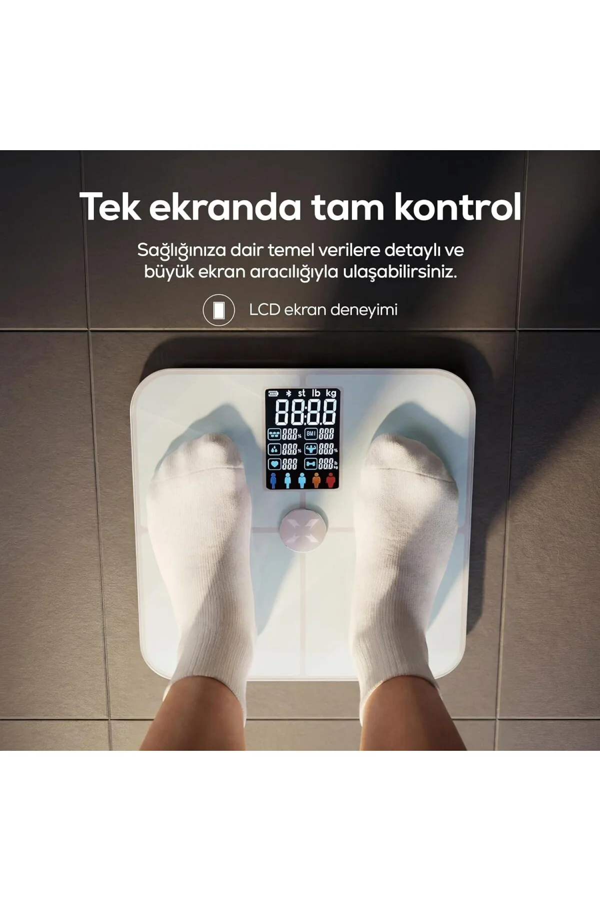 Dijital Mobil Uygulama Denetimli Nabız Ölçer Akıllı Tartı Yağ Kem