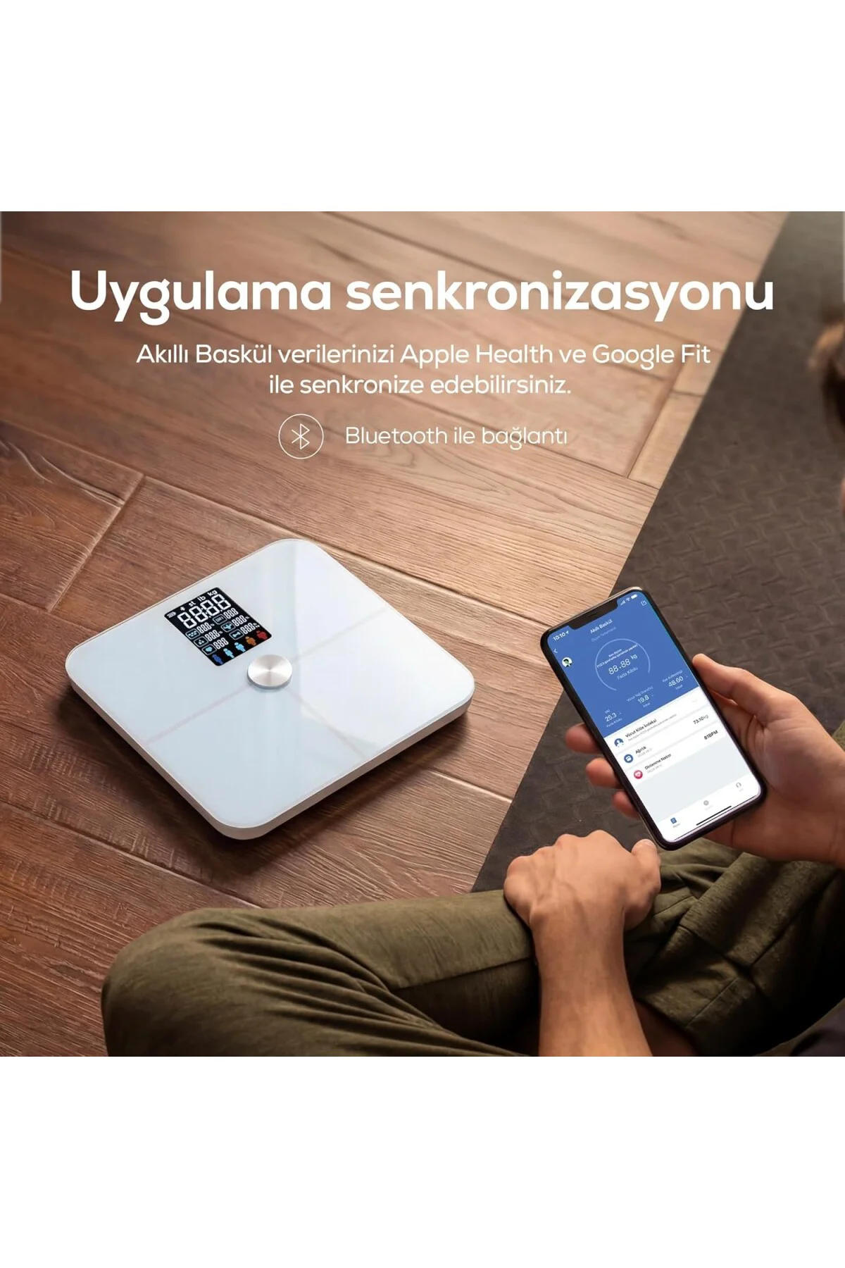Dijital Mobil Uygulama Denetimli Nabız Ölçer Akıllı Tartı Yağ Kem