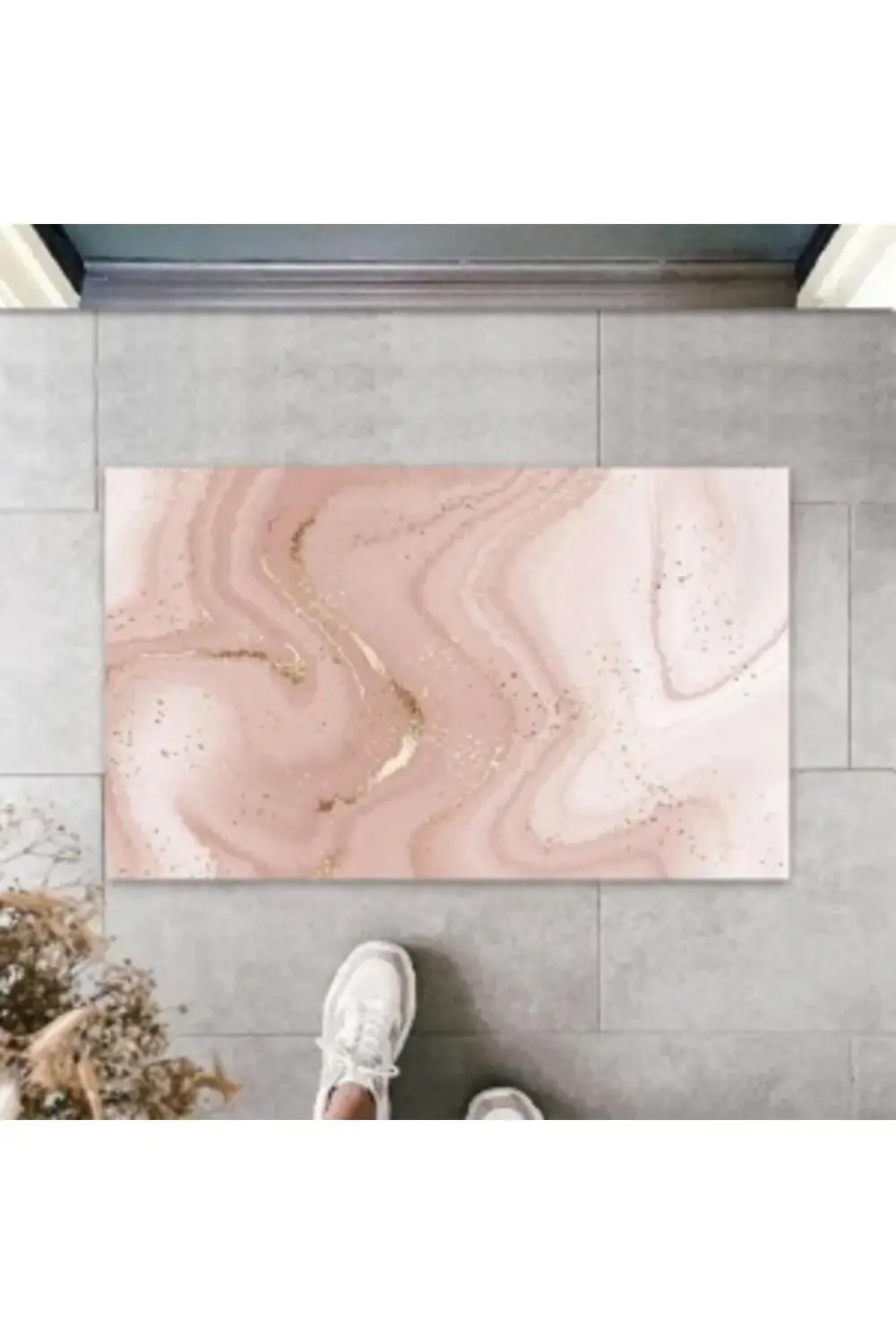 Dijital Modern Dalgalı Pudra Kapı Paspası Dış Mekan Paspas K-3116