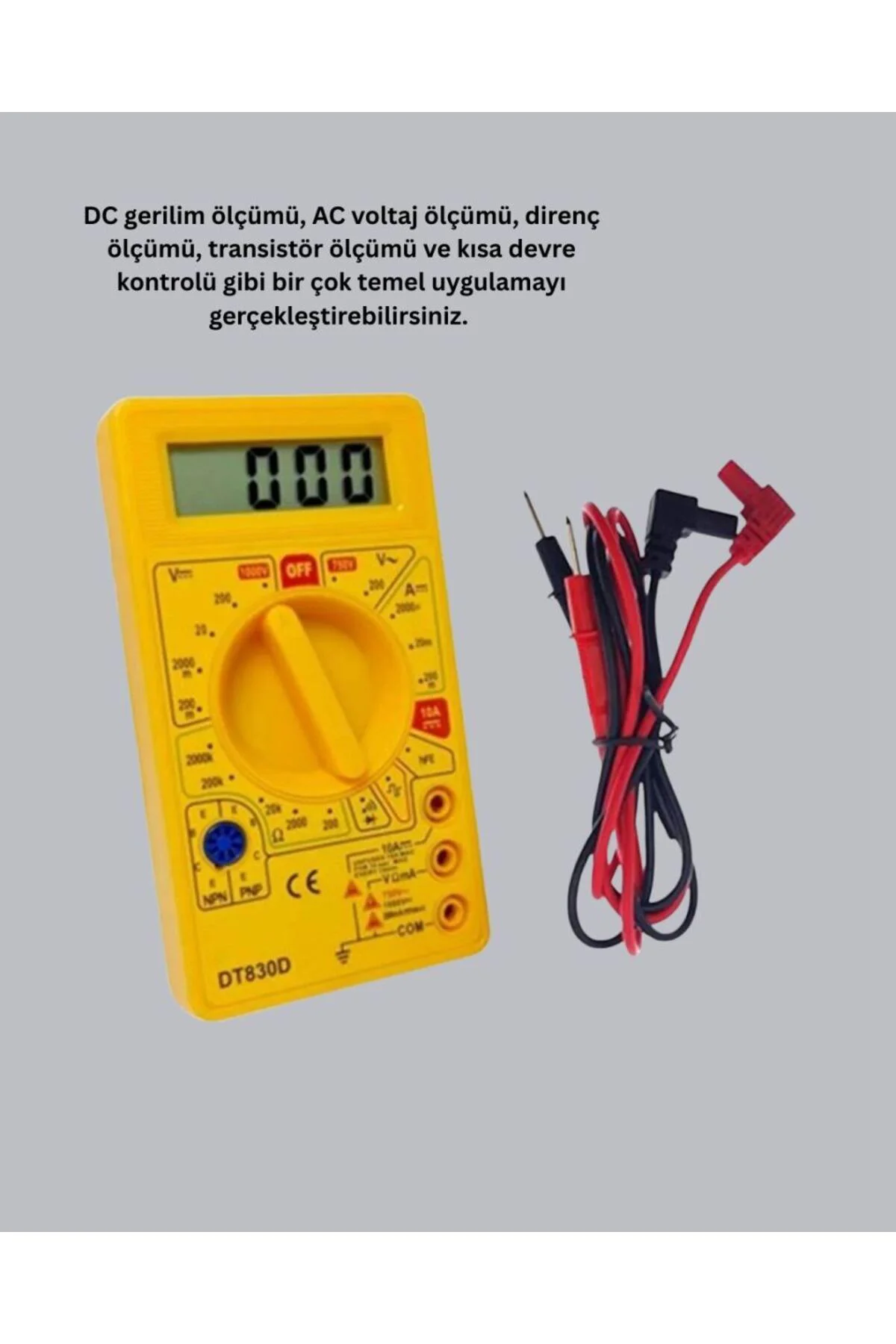 Dijital Multimetre Ölçü Aleti Ac Dc Ölçüm Ve Lcd Ekranlı