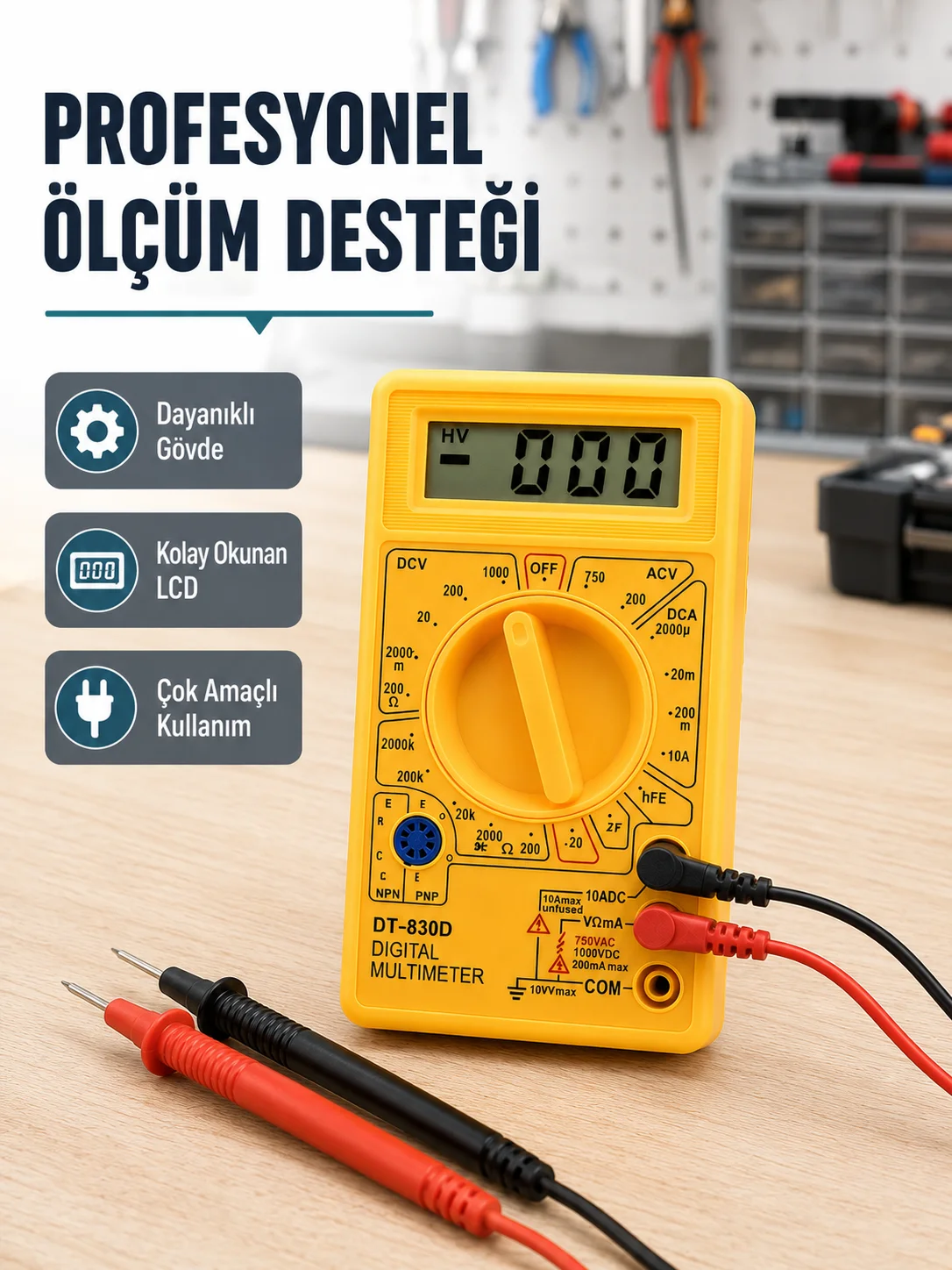 Dijital Multimetre Ölçü Aleti AC DC Ölçüm ve LCD Ekranlı Yeni Nesil