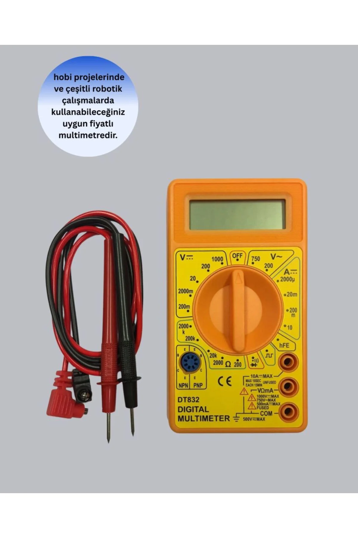 Dijital Multimetre Ölçü Aleti Ac Dc Ölçüm Ve Lcd Ekranlı