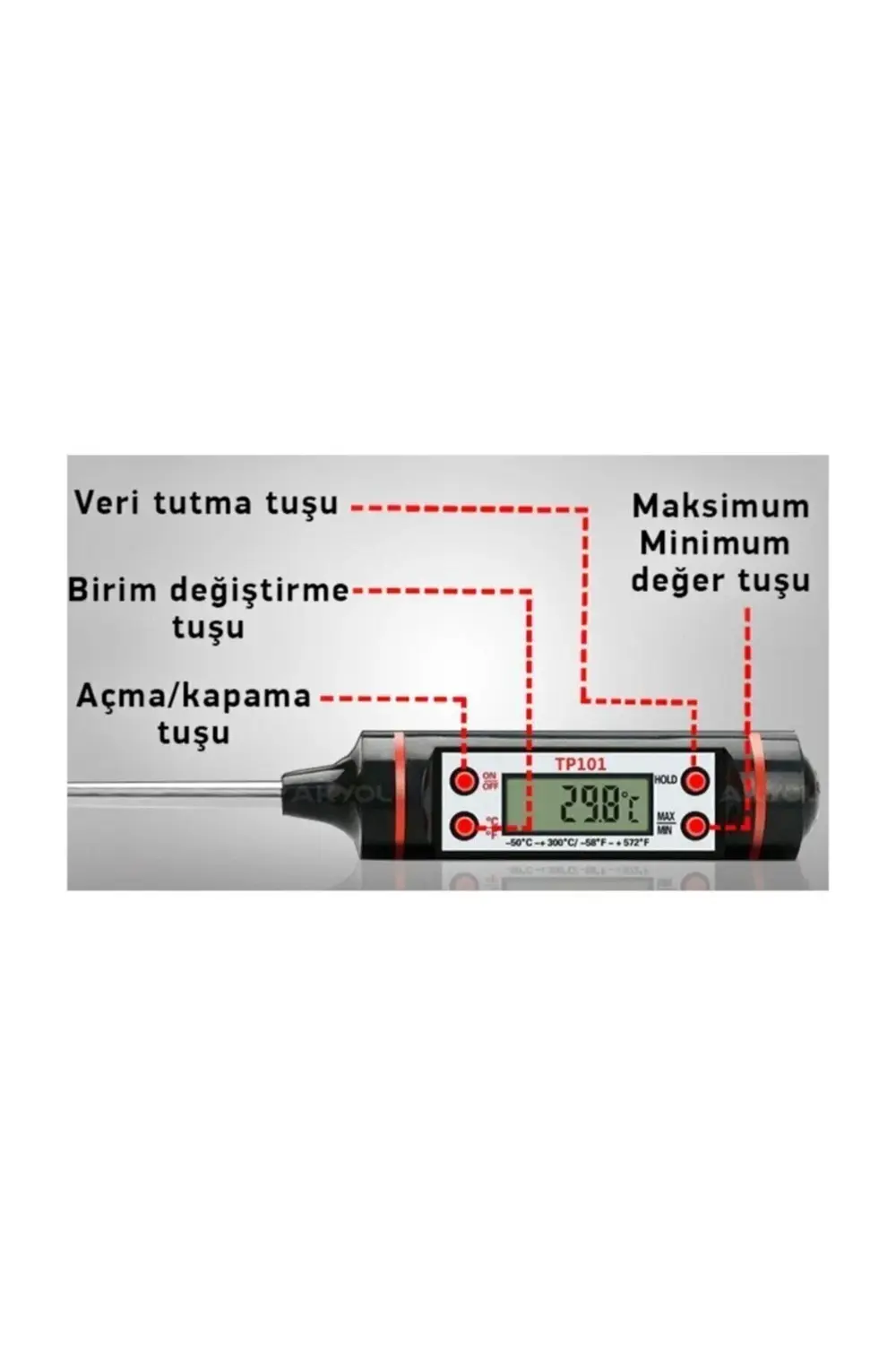 Dijital Mutfak Gıda Termometresi Kalem Tipli Sıvı Sıcaklık Ölçer