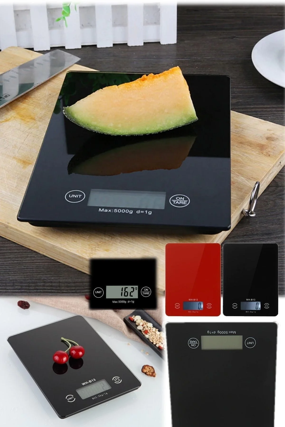 Dijital Mutfak Tartısı - 5 kg Kapasite, 1 Gram Hassasiyet, Şık Siyah Cam Tasarım